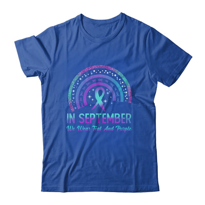 Suicide Prevention In September We Wear Teal And Purple Rainbow Shirt & Hoodie | teecentury