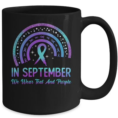 Suicide Prevention In September We Wear Teal And Purple Rainbow Mug | teecentury
