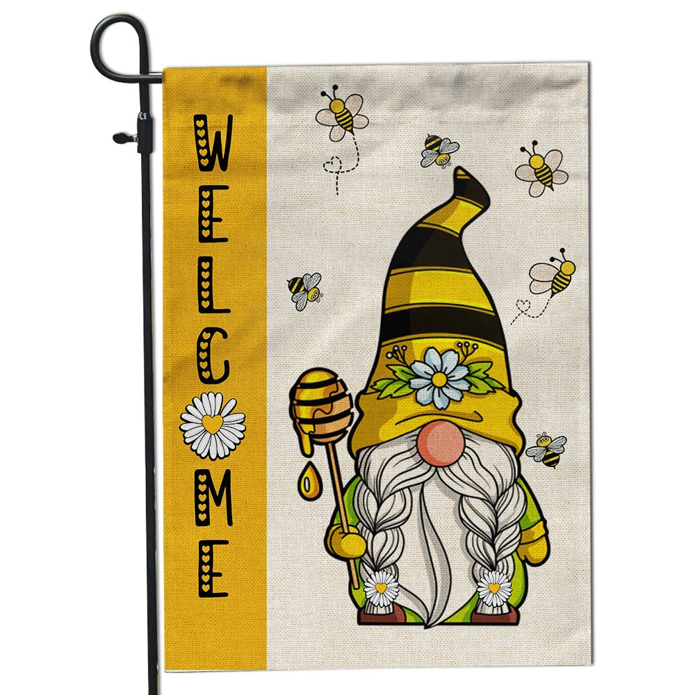Summer Welcome Gnome Bees Flag | Teecentury.com