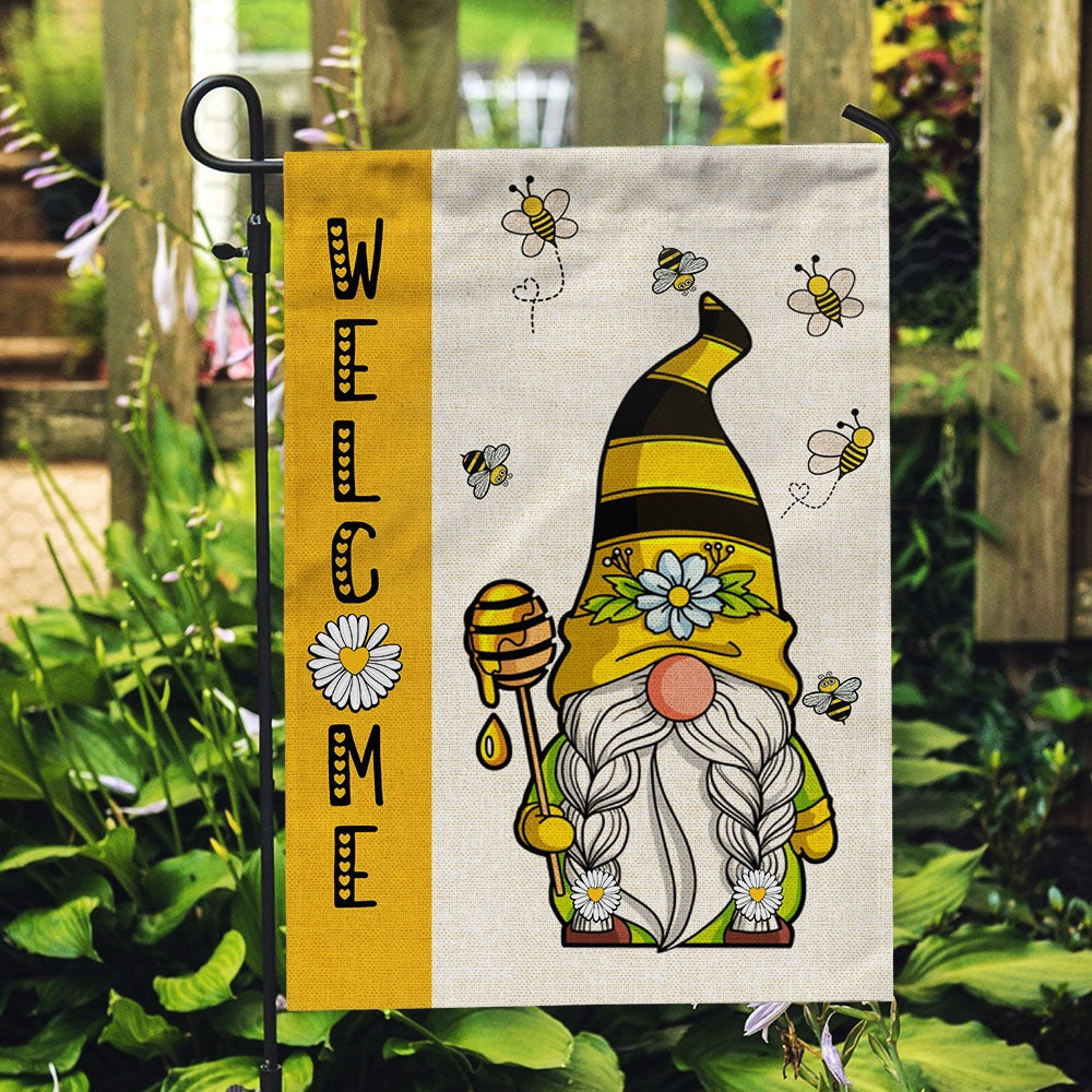 Summer Welcome Gnome Bees Flag | Teecentury.com