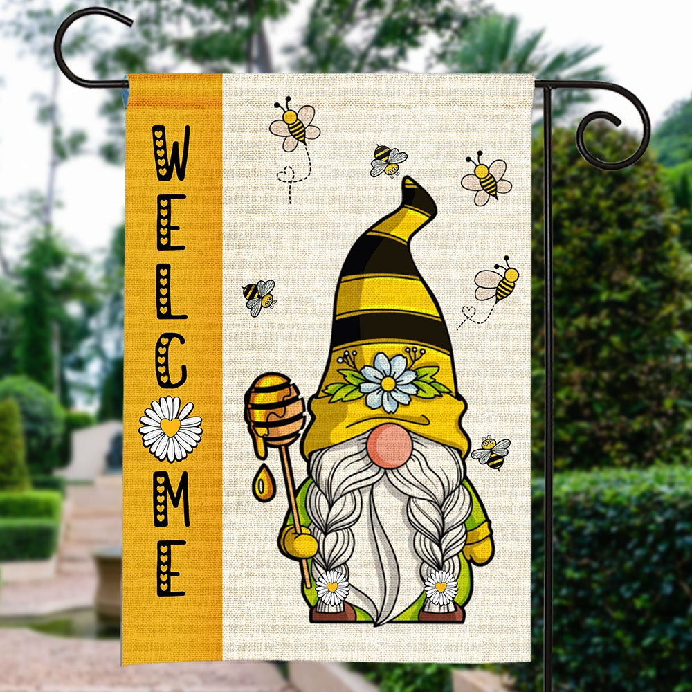 Summer Welcome Gnome Bees Flag | Teecentury.com