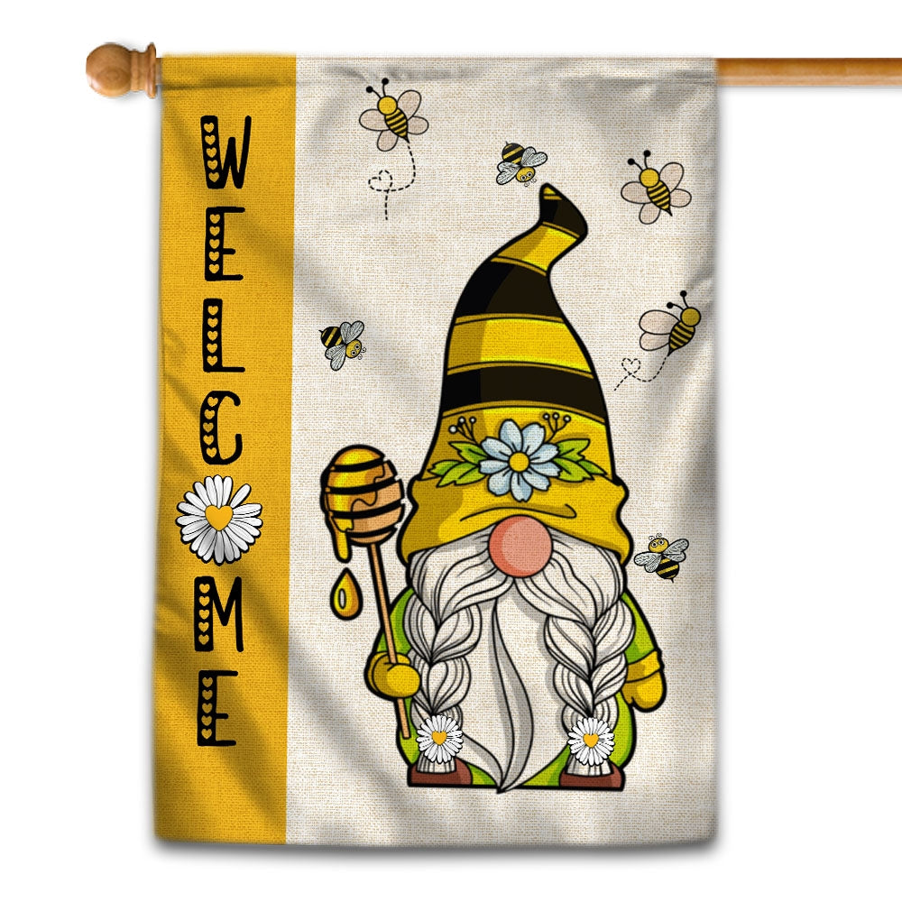 Summer Welcome Gnome Bees Flag | Teecentury.com