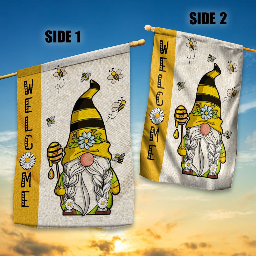 Summer Welcome Gnome Bees Flag | Teecentury.com