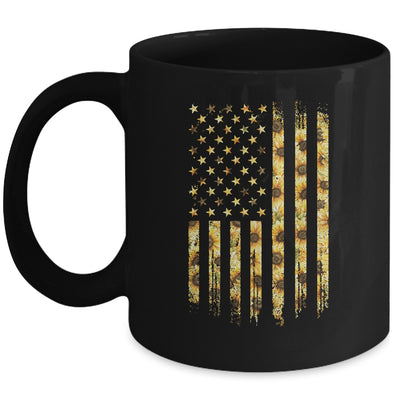 Sunflower American Flag Funny Graphic Summer Vacation Mug Coffee Mug | Teecentury.com