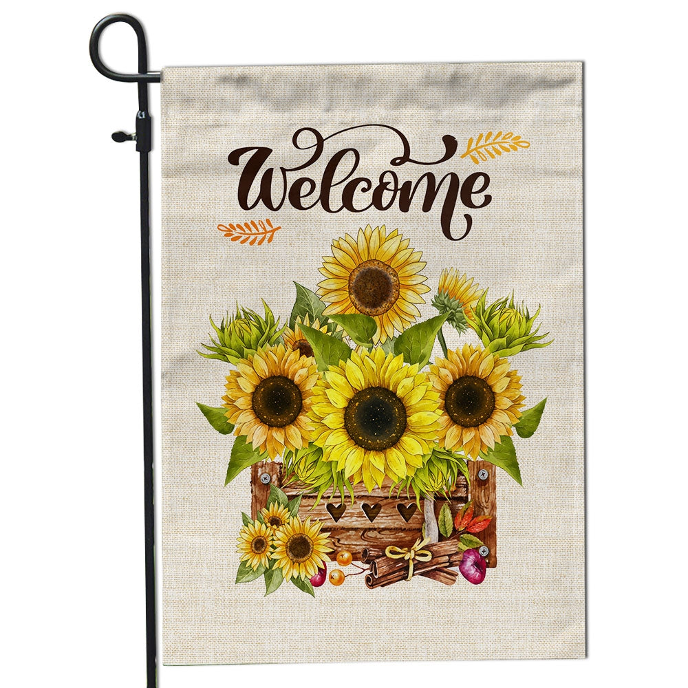 Sunflower Fall Welcome Summer Holiday Farmhouse Yard Flag | Teecentury.com
