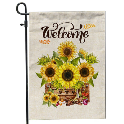 Sunflower Fall Welcome Summer Holiday Farmhouse Yard Flag | Teecentury.com