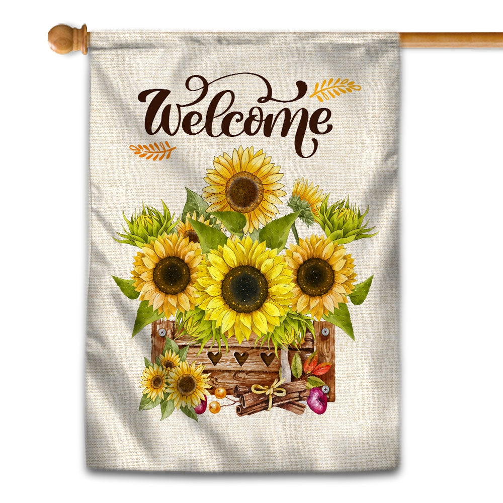 Sunflower Fall Welcome Summer Holiday Farmhouse Yard Flag | Teecentury.com