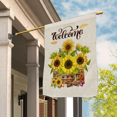 Sunflower Fall Welcome Summer Holiday Farmhouse Yard Flag | Teecentury.com