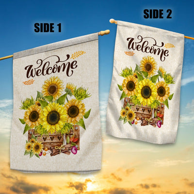 Sunflower Fall Welcome Summer Holiday Farmhouse Yard Flag | Teecentury.com