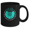 Sunflower Ovarian Cancer Awareness Teal Ribbon In September Mug | teecentury