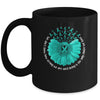 Sunflower Ovarian Cancer Awareness Teal Ribbon In September Mug | teecentury