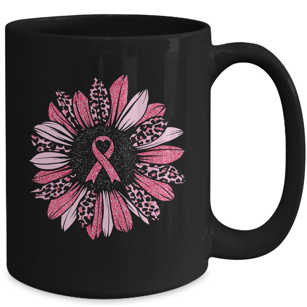 Sunflower Pink Breast Cancer Awareness Women Warrior Mug Coffee Mug | Teecentury.com