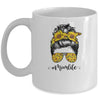 Sunflowers Mom Life Messy Bun Hair Sunglasses Mother's Day Mug Coffee Mug | Teecentury.com