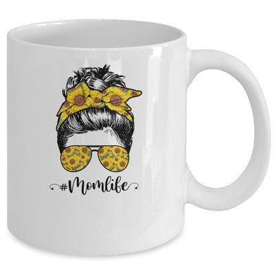 Sunflowers Mom Life Messy Bun Hair Sunglasses Mother's Day Mug Coffee Mug | Teecentury.com