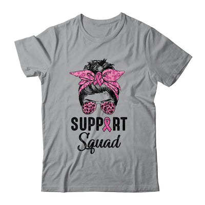 Support Squad Messy Bun Pink Ribbon Breast Cancer Warrior T-Shirt & Hoodie | Teecentury.com