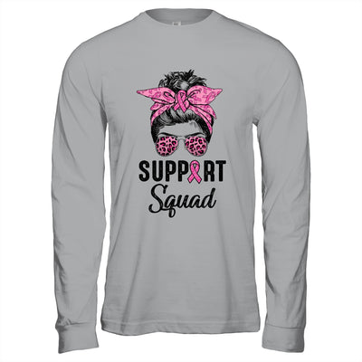 Support Squad Messy Bun Pink Ribbon Breast Cancer Warrior T-Shirt & Hoodie | Teecentury.com