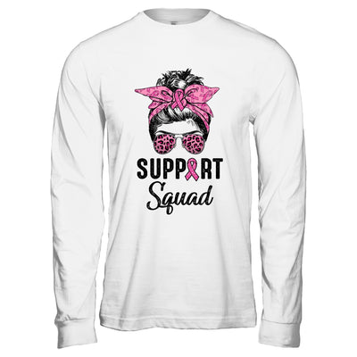 Support Squad Messy Bun Pink Ribbon Breast Cancer Warrior T-Shirt & Hoodie | Teecentury.com