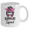 Support Squad Messy Bun Pink Ribbon Breast Cancer Warrior Mug Coffee Mug | Teecentury.com