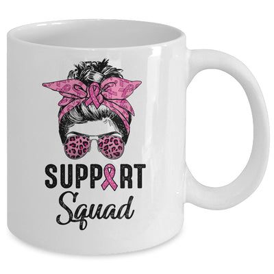 Support Squad Messy Bun Pink Ribbon Breast Cancer Warrior Mug Coffee Mug | Teecentury.com