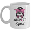 Support Squad Messy Bun Pink Ribbon Breast Cancer Warrior Mug Coffee Mug | Teecentury.com