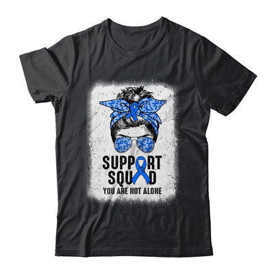 Support Squad Messy Bun Warrior Blue Colon Cancer Awareness Shirt & Tank Top | teecentury