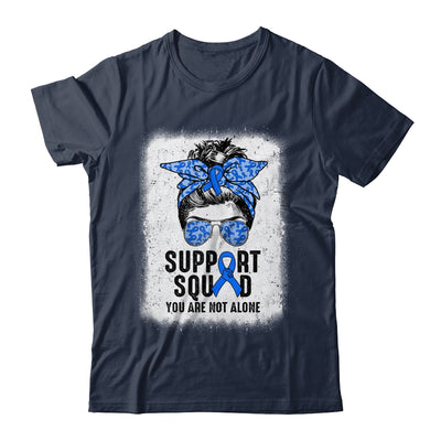 Support Squad Messy Bun Warrior Blue Colon Cancer Awareness Shirt & Tank Top | teecentury