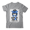 Support Squad Messy Bun Warrior Blue Colon Cancer Awareness Shirt & Tank Top | teecentury