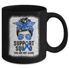 Support Squad Messy Bun Warrior Blue Colon Cancer Awareness Mug | teecentury