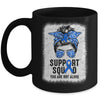 Support Squad Messy Bun Warrior Blue Colon Cancer Awareness Mug | teecentury