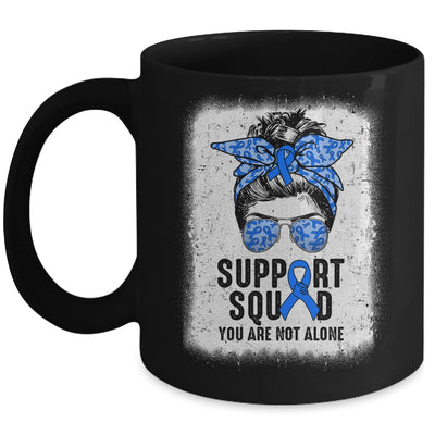 Support Squad Messy Bun Warrior Blue Colon Cancer Awareness Mug | teecentury