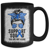 Support Squad Messy Bun Warrior Blue Colon Cancer Awareness Mug | teecentury