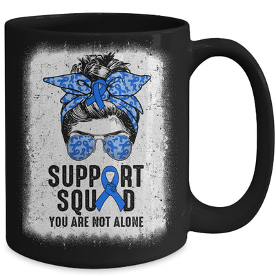 Support Squad Messy Bun Warrior Blue Colon Cancer Awareness Mug | teecentury