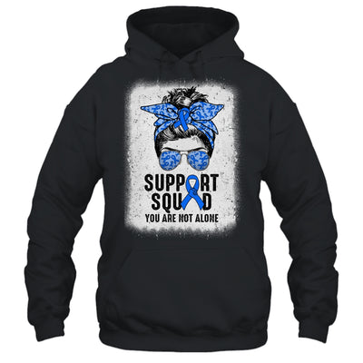 Support Squad Messy Bun Warrior Blue Colon Cancer Awareness Shirt & Tank Top | teecentury