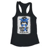 Support Squad Messy Bun Warrior Blue Colon Cancer Awareness Shirt & Tank Top | teecentury