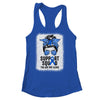 Support Squad Messy Bun Warrior Blue Colon Cancer Awareness Shirt & Tank Top | teecentury