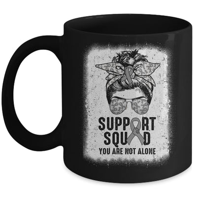 Support Squad Messy Bun Warrior Grey Brain Cancer Awareness Mug | teecentury