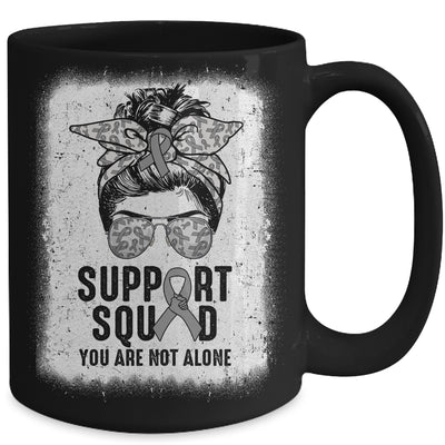 Support Squad Messy Bun Warrior Grey Brain Cancer Awareness Mug | teecentury