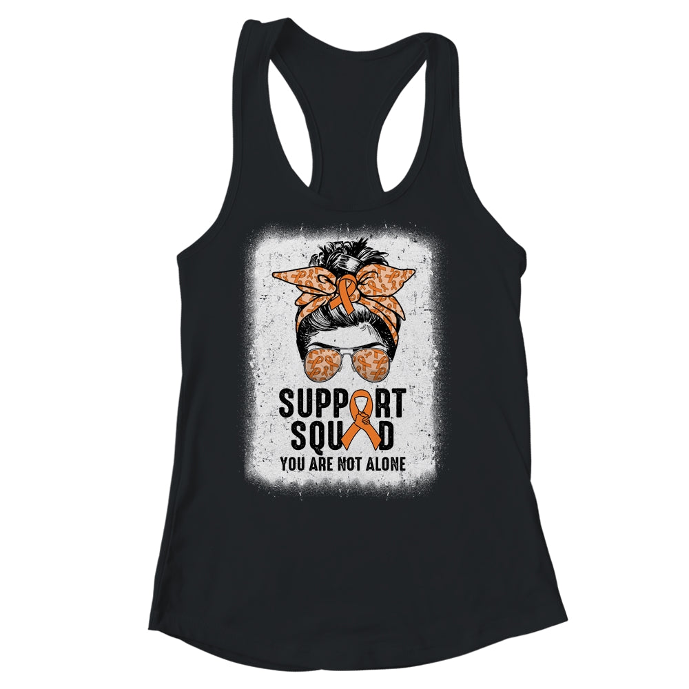 Support Squad Messy Bun Warrior Orange Leukemia MS Awareness Shirt & Tank Top | teecentury