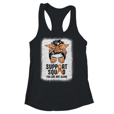 Support Squad Messy Bun Warrior Orange Leukemia MS Awareness Shirt & Tank Top | teecentury