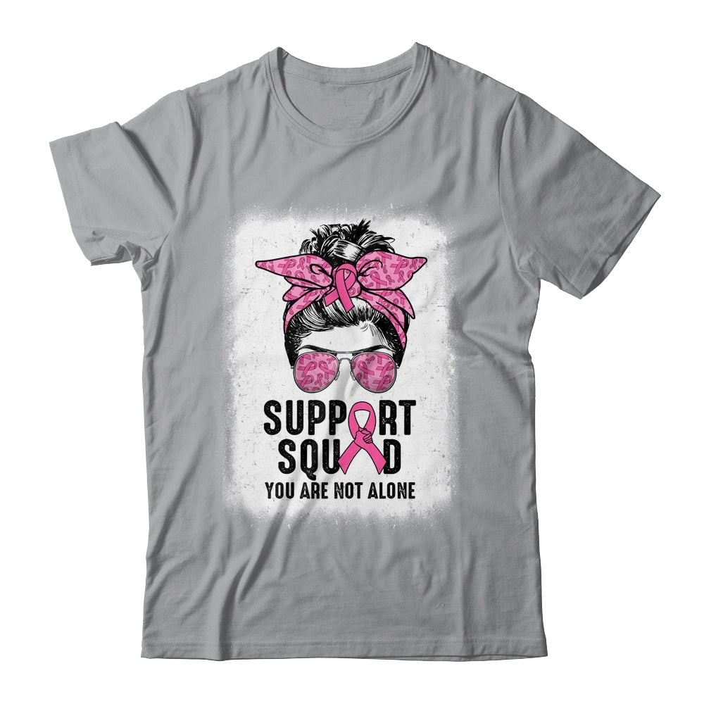 Support Squad Messy Bun Warrior Pink Breast Cancer Awareness Shirt & Tank Top | teecentury
