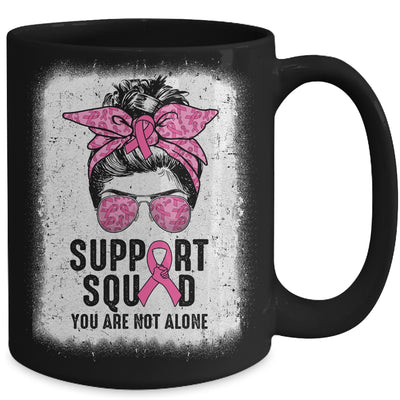 Support Squad Messy Bun Warrior Pink Breast Cancer Awareness Mug | teecentury