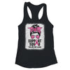 Support Squad Messy Bun Warrior Pink Breast Cancer Awareness Shirt & Tank Top | teecentury