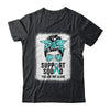 Support Squad Messy Bun Warrior Teal Ovarian Cancer Awareness Shirt & Tank Top | teecentury