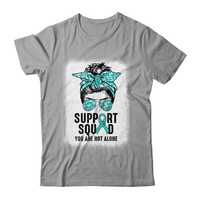 Support Squad Messy Bun Warrior Teal Ovarian Cancer Awareness Shirt & Tank Top | teecentury