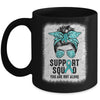 Support Squad Messy Bun Warrior Teal Ovarian Cancer Awareness Mug | teecentury