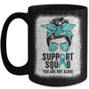 Support Squad Messy Bun Warrior Teal Ovarian Cancer Awareness Mug | teecentury