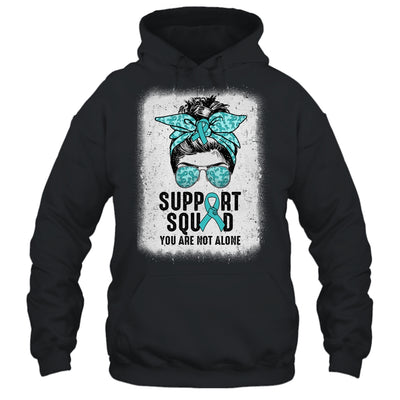 Support Squad Messy Bun Warrior Teal Ovarian Cancer Awareness Shirt & Tank Top | teecentury