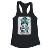 Support Squad Messy Bun Warrior Teal Ovarian Cancer Awareness Shirt & Tank Top | teecentury