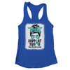 Support Squad Messy Bun Warrior Teal Ovarian Cancer Awareness Shirt & Tank Top | teecentury