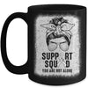 Support Squad Messy Bun Warrior White Lung Cancer Awareness Mug | teecentury